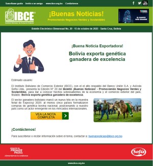 Bolivia exporta genética ganadera de excelencia