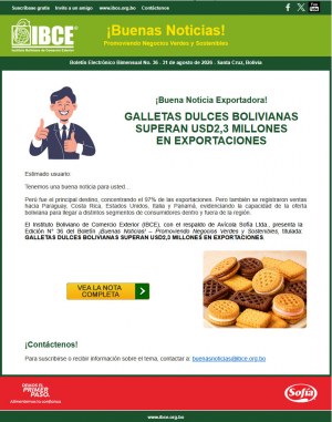 GALLETAS DULCES BOLIVIANAS SUPERAN USD2,3 MILLONES EN EXPORTACIONES