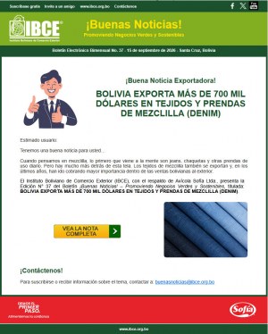 BOLIVIA EXPORTA MÁS DE 700 MIL DÓLARES EN TEJIDOS Y PRENDAS DE MEZCLILLA (DENIM)