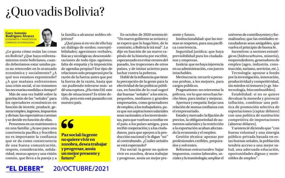 ¿Quo vadis Bolivia?
