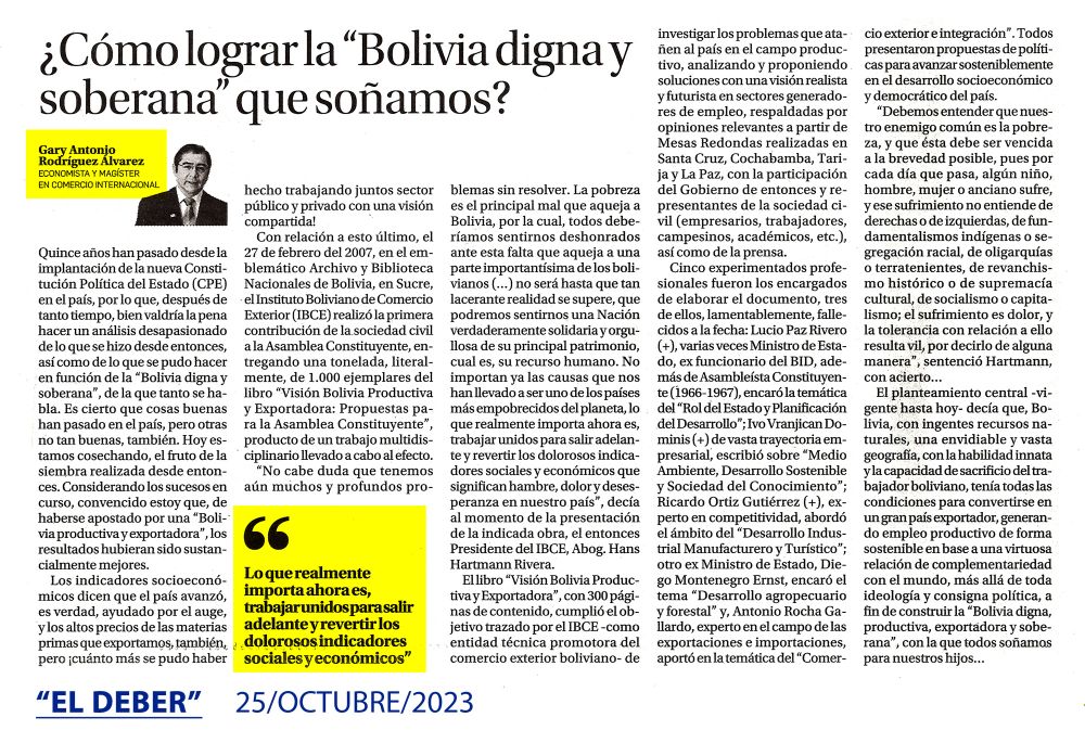 ¿Cómo lograr la “Bolivia digna y soberana” que soñamos?