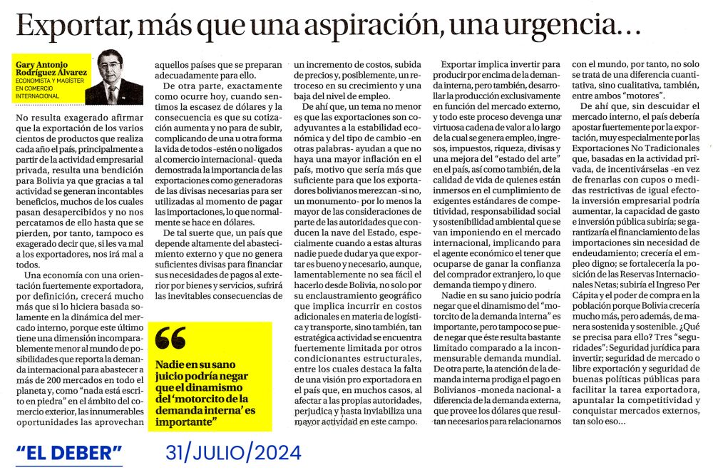 Exportar, más que una aspiración, una urgencia…