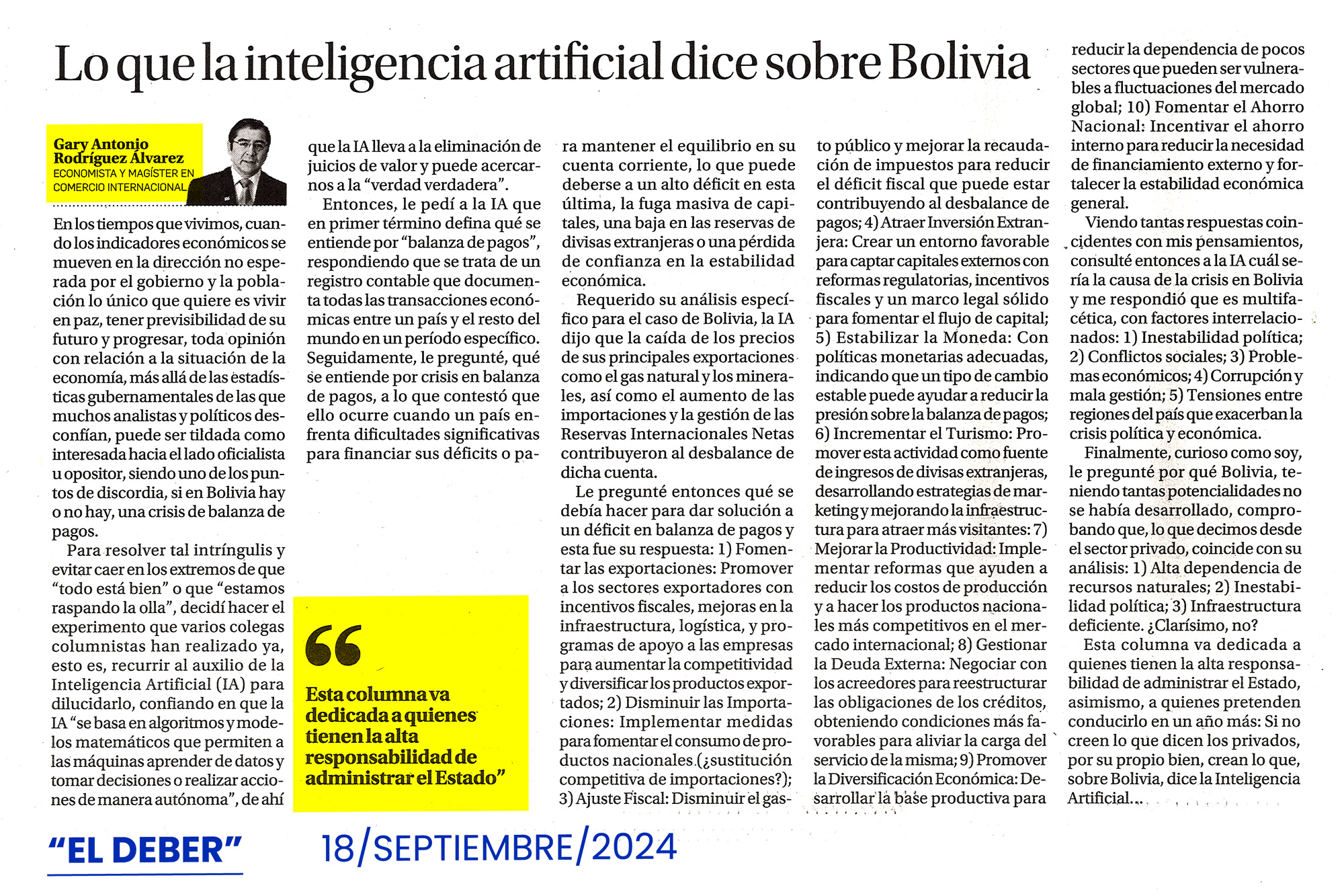 Lo que la Inteligencia Artificial dice sobre Bolivia