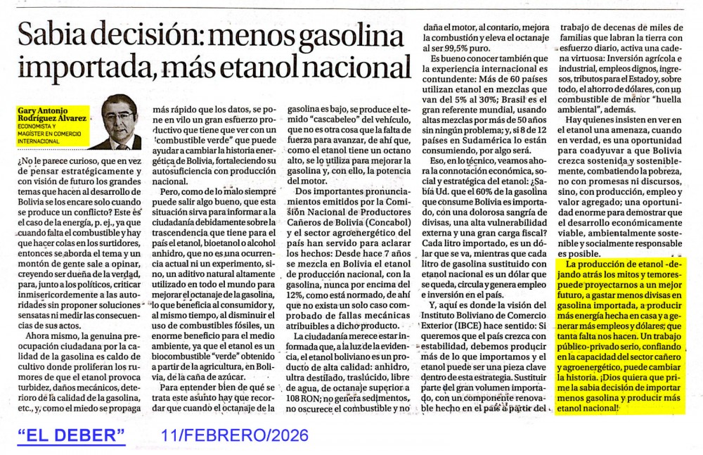  Sabia decisión: menos gasolina importada, más etanol nacional 