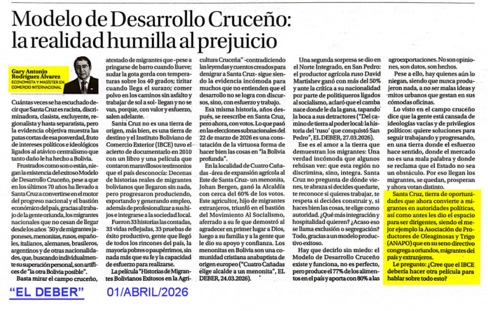 Modelo de Desarrollo Cruceño: la realidad humilla al prejuicio