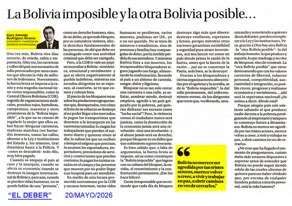 La Bolivia imposible y la otra Bolivia posible…