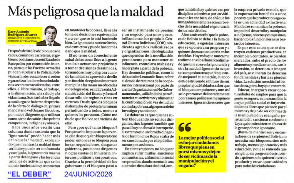 Más peligrosa que la maldad