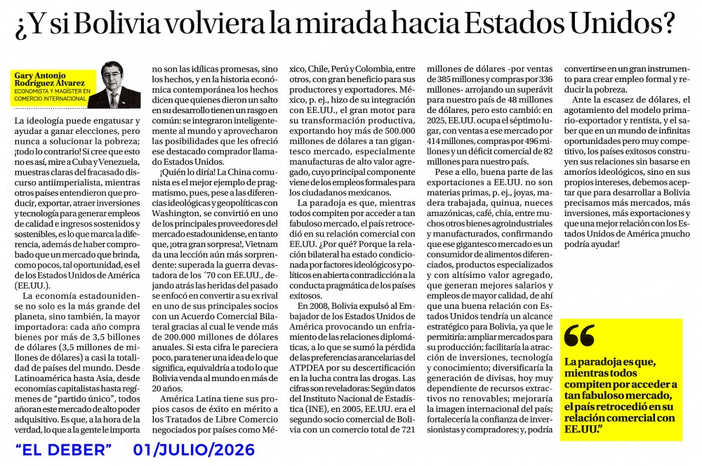¿Y si Bolivia volviera la mirada hacia Estados Unidos?