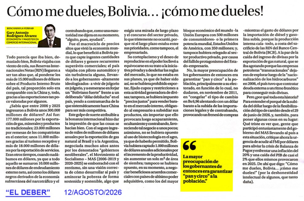 Cómo me dueles, Bolivia… ¡cómo me dueles!
