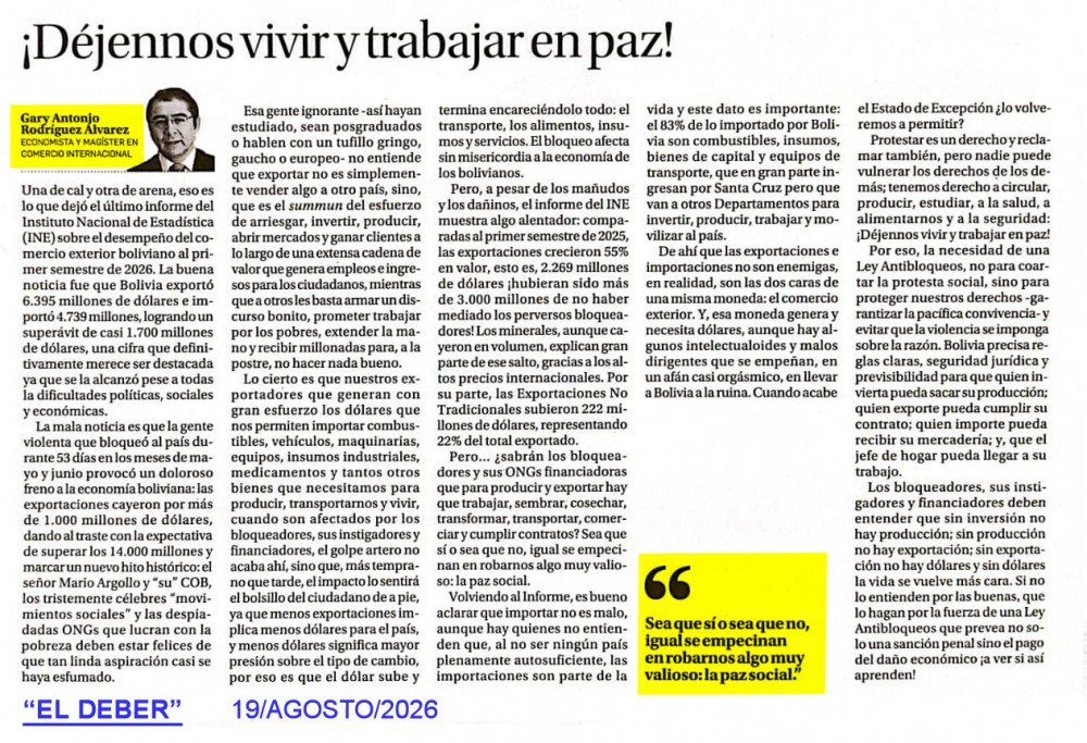 ¡Déjennos vivir y trabajar en paz!