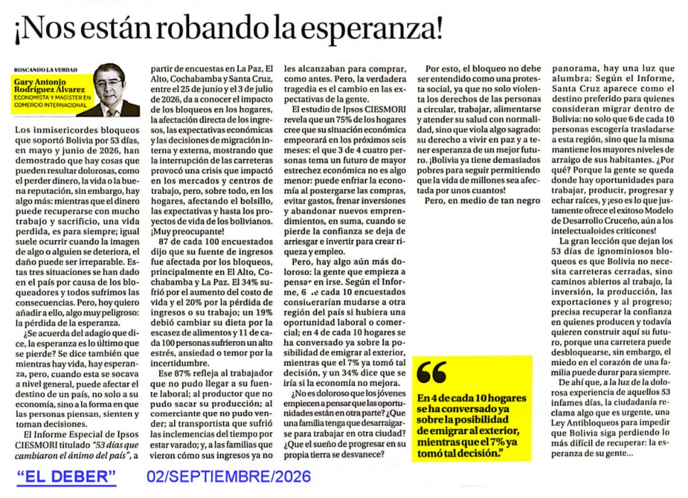 ¡Nos están robando la esperanza!