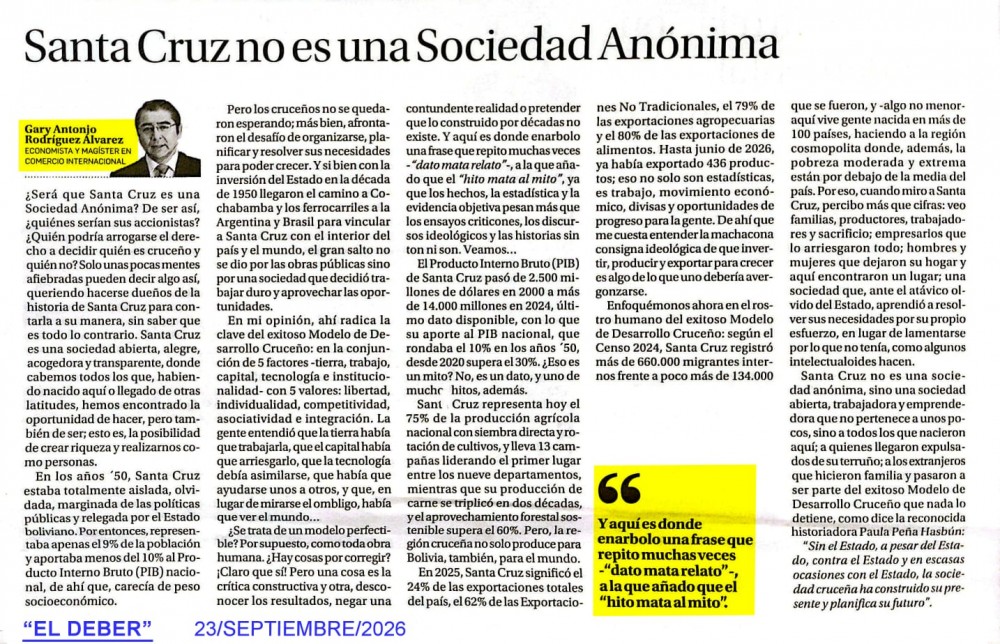 Santa Cruz no es una Sociedad Anónima