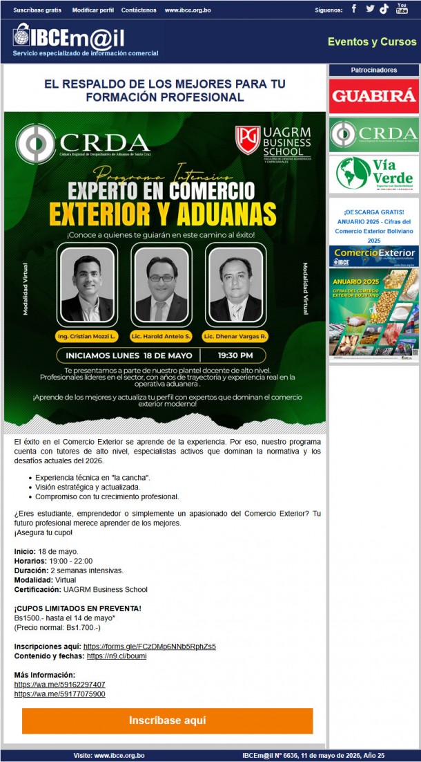 Programa Intensivo-Experto en Comercio Exterior y Aduanas