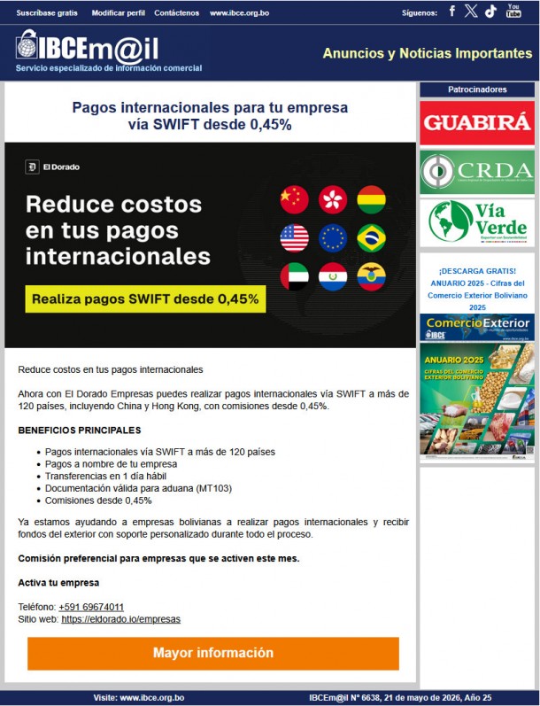 Pagos internacionales para tu empresa vía SWIFT desde 0,45%
