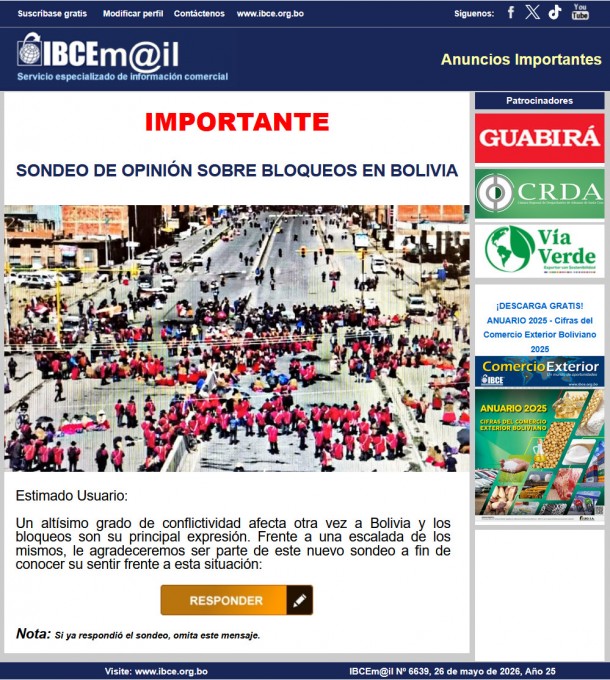 SU OPINIÓN ES MUY IMPORTANTE SONDEO DE OPINIÓN SOBRE BLOQUEOS EN BOLIVIA