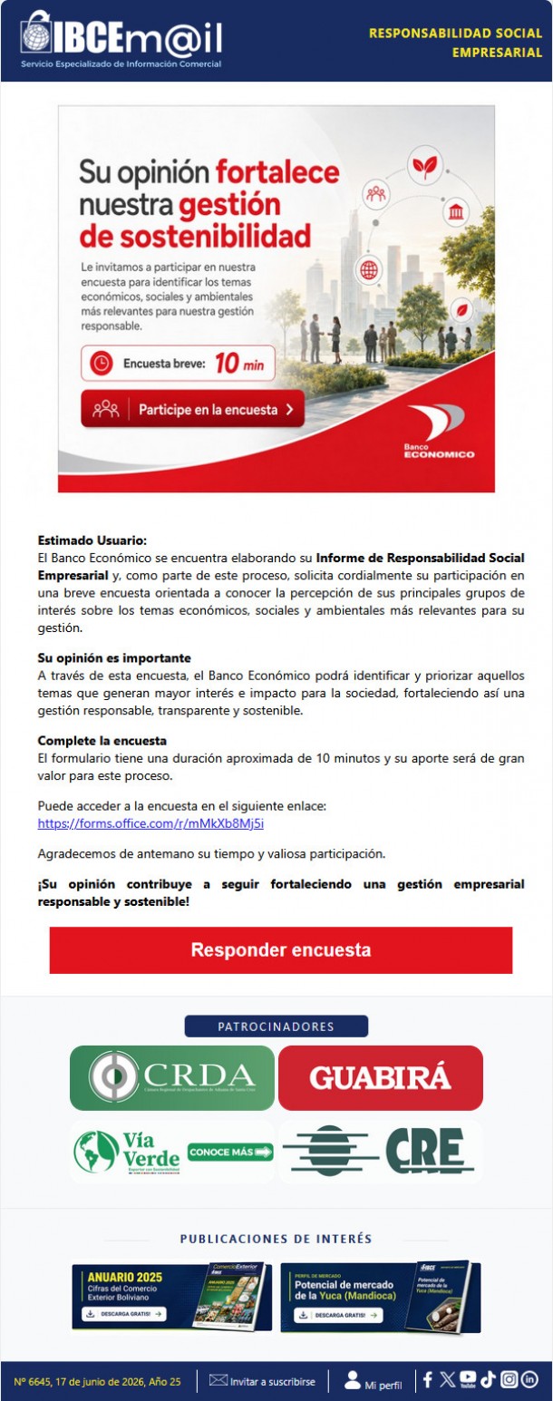 Su opinión contribuye a fortalecer la gestión de sostenibilidad del Banco Económico