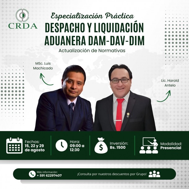 Especialización Práctica: Despacho y liquidación Aduanera DAM-DAV-DIM
