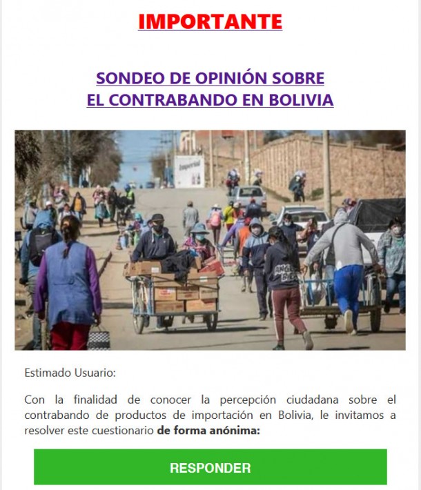 SONDEO DE OPINIÓN SOBRE EL CONTRABANDO EN BOLIVIA