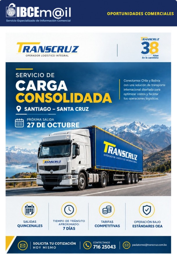 Transcruz | Carga consolidada Santiago – Santa Cruz