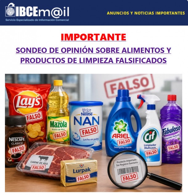 SONDEO DE OPINIÓN SOBRE ALIMENTOS Y PRODUCTOS DE LIMPIEZA FALSIFICADOS